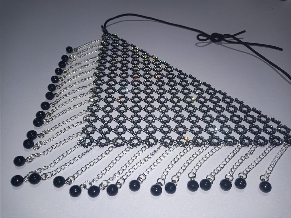 Rhinestone Party Mask Sparkly Crystal Face Mask with Hanging Chains